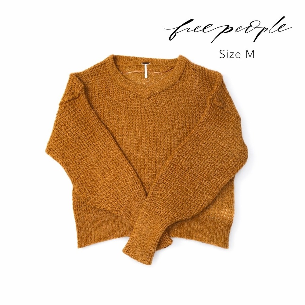 Free People Women's Lulu Oversized Knit Sweater Ginger Brown Wool Alpaca Size M